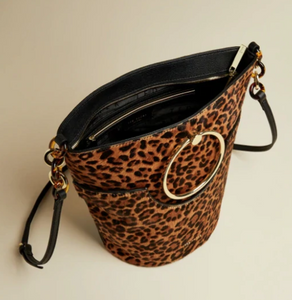 Ted Baker Crossbody Womens Large Brown Leather Bucket Bag Aliena Leopard