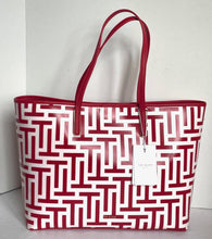 Load image into Gallery viewer, Ted Baker Large Tote T Logo Red Coated Shopper w Detachable Pouch Glossy