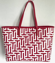 Load image into Gallery viewer, Ted Baker Large Tote T Logo Red Coated Shopper w Detachable Pouch Glossy