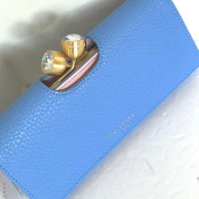 Load image into Gallery viewer, Ted Baker Muscovy Bobble Matinee Wallet Womens Blue Pebbled Leather