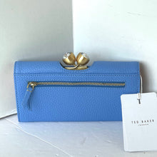 Load image into Gallery viewer, Ted Baker Muscovy Bobble Matinee Wallet Womens Blue Pebbled Leather