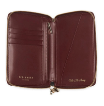 Load image into Gallery viewer, Ted Baker Passport Case Wallet Womens Red Leather Mini Charm Zip Slim Wallet Olar