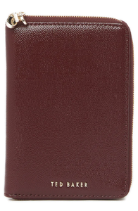 Ted Baker Passport Case Wallet Womens Red Leather Mini Charm Zip Slim Wallet Olar