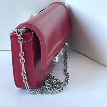 Load image into Gallery viewer, Ted Baker Shoulder Bag Baguette Red Leather Clutch Silver Chain Strap Slim