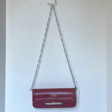 Load image into Gallery viewer, Ted Baker Shoulder Bag Baguette Red Leather Clutch Silver Chain Strap Slim