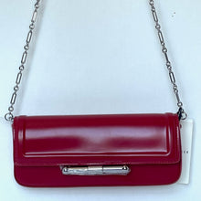 Load image into Gallery viewer, Ted Baker Shoulder Bag Baguette Red Leather Clutch Silver Chain Strap Slim