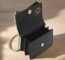 Load image into Gallery viewer, Ted Baker Ted Baker Livia Crossbody Black Small Leather Convertible Gold Chain