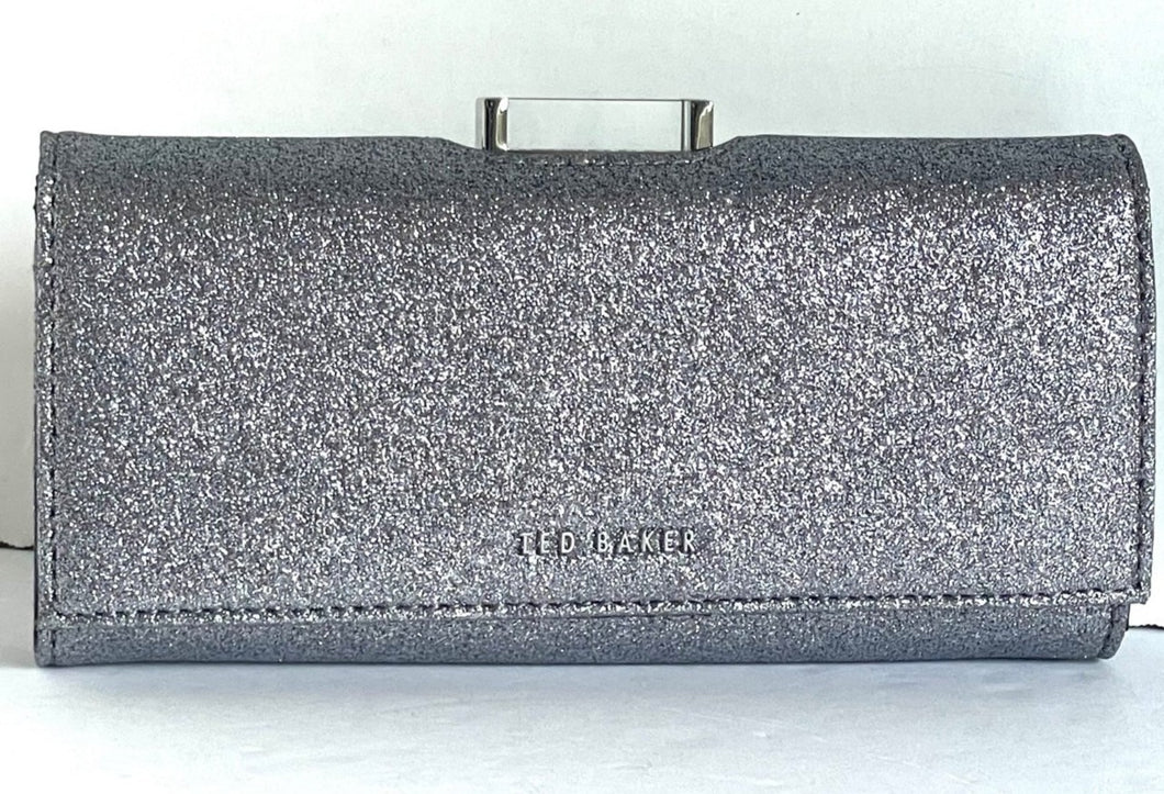 Ted Baker Wallet Womens Large Silver Glitter Bobble RFID Continental Glareh