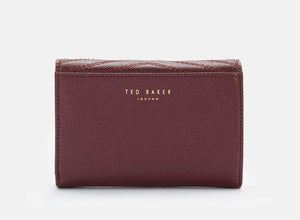 Ted Baker ID Wallet Womens Small Red Trifold Leather Chevron Coin Shaadi