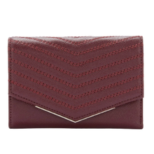 Load image into Gallery viewer, Ted Baker Women&#39;s Shaadi Small Trifold Pebbled Leather Chevron Red ID Wallet