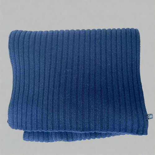 Ted Baker Kauff Wool Cashmere Scarf Blue Cardigan Rib Knit Oblong Unisex