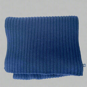Ted Baker Kauff Wool Cashmere Scarf Blue Cardigan Rib Knit Oblong Unisex