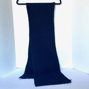 Ted Baker Kauff Wool Cashmere Scarf Blue Cardigan Rib Knit Oblong Unisex
