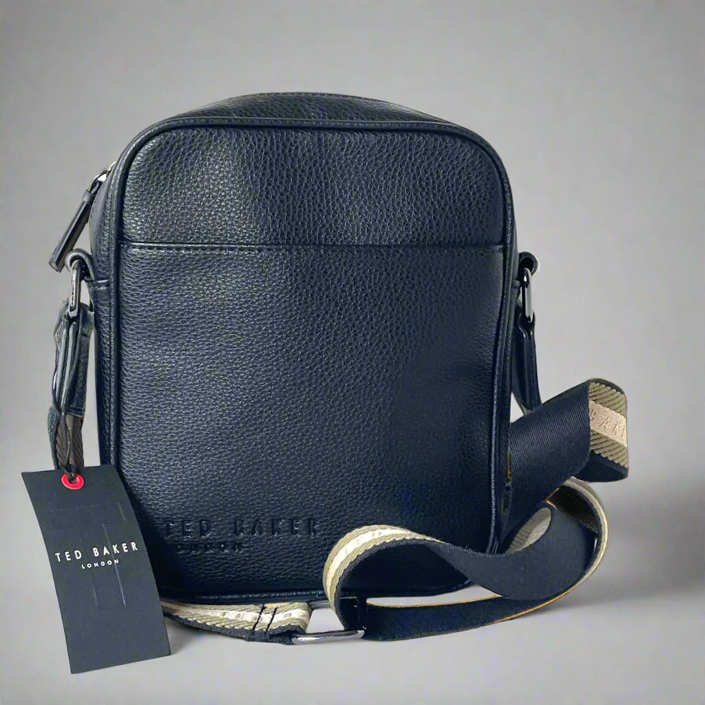 Ted Baker Messenger Bag Mens Kiian Crossbody Black Small Vegan Leather