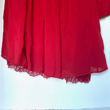 Load image into Gallery viewer, The Kooples Red Lace Chiffon Shift Dress Medium Red Long Sleeve Pleated Mini