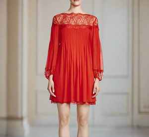 The Kooples Red Lace Chiffon Dress Womens Medium Pleated Long Sleeve M Luxe Fashion Finds The Kooples Red Lace Chiffon Dress Womens Medium Pleated Long Sleeve M Luxe Fashion Finds