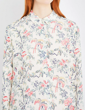 Load image into Gallery viewer, The Kooples Silk Shirt Womens Off White Floral Button Up Long Sleeve Relaxed