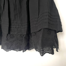 Load image into Gallery viewer, The Kooples Embroidered Cotton Top Womens XS Black V-Neck Ruffle Peplum