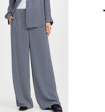 Load image into Gallery viewer, Theory Blue Geometric Crepe Wide-Leg Drawstring Pants Womens Small