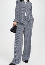 Load image into Gallery viewer, Theory Blue Geometric Crepe Wide-Leg Drawstring Pants Womens Small