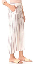 Load image into Gallery viewer, Theory Pants Womens 10 White Wide-leg Striped Linen Cropped Nadeema