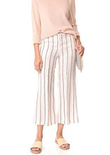 Load image into Gallery viewer, Theory Pants Womens 10 White Wide-leg Striped Linen Cropped Nadeema