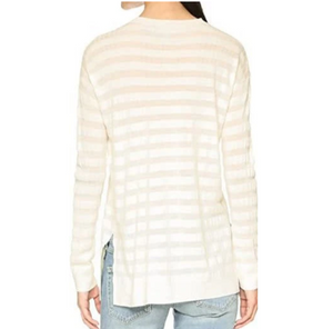 Theory Merino Wool Summer Sweater Womens Medium Striped Knit Hilson