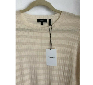 Theory Merino Wool Summer Sweater Womens Medium Striped Knit Hilson