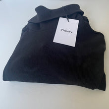 Load image into Gallery viewer, Theory Naneik Black Ribbed Turtleneck Sweater Large NWT Stretch Designer Knit