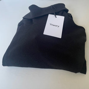 Theory Naneik Black Ribbed Turtleneck Sweater Large NWT Stretch Designer Knit