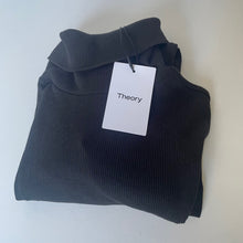 Load image into Gallery viewer, Theory Naneik Black Ribbed Turtleneck Sweater Large NWT Stretch Designer Knit