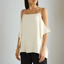 Load image into Gallery viewer, Theory_Top_Womens_Medium_Off_White_Cold_Shoulder_Lightweight_Crepe_Blouse