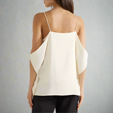 Load image into Gallery viewer, Theory_Top_Womens_Medium_Off_White_Cold_Shoulder_Lightweight_Crepe_Blouse