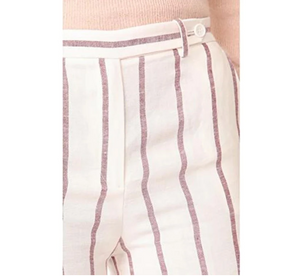 Theory Wide-leg Linen Pants Womens 10 White Striped Cropped Nadeema