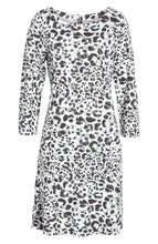 Load image into Gallery viewer, Tommy Bahama Dress Womens Medium White Shift Scoop Neck Leopard Stretch