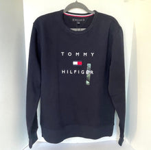 Load image into Gallery viewer, Tommy Hilfiger Sweatshirt Mens Large Blue Crew Neck Logo Cotton Pullover