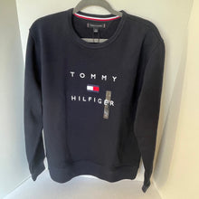 Load image into Gallery viewer, Tommy Hilfiger Sweatshirt Mens Large Blue Crew Neck Logo Cotton Pullover