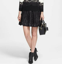 Load image into Gallery viewer, Tory Burch Etta Lace Damask Embroidered A-Line Women&#39;s Black Mini Skirt -14