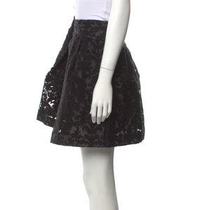 Tory Burch Etta Lace Damask Embroidered A-Line Women's Black Mini Skirt -14