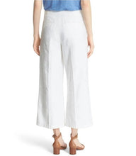 Load image into Gallery viewer, Tory Burch Pants Womens 27 White Wide Leg Crop Jacquard Cotton Culotte