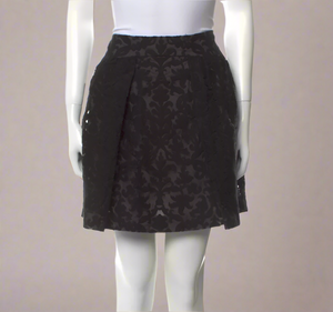 Tory Burch Etta Lace Damask Embroidered A-Line Women's Black Mini Skirt -14