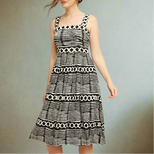 Load image into Gallery viewer,  Anthropologie Tracy_Reese_Dress_Womens_Small_Petite_Black_A-Line_Midi_Dress_Sleeveless_Square_Neck