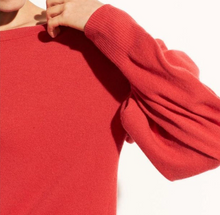 Load image into Gallery viewer, Red sweater with puffed sleeves on a white background