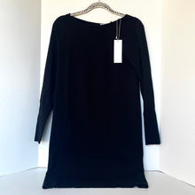 Load image into Gallery viewer, Vince Dress Womens Small Black Scoop Neck Long Sleeve Rib Knit Merino Wool