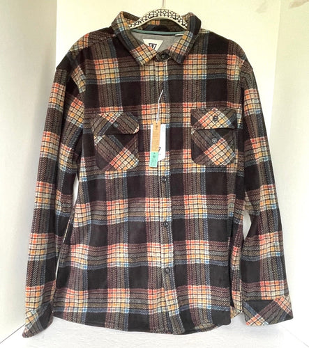 Vissla Eco-Zy Polar Flannel Shirt Mens Plaid Long Sleeve Button Front Gorpcore