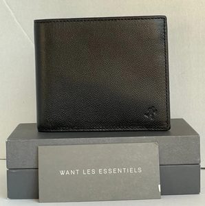 WANT Les Essentiels Benin Wallet Men’s Black Double Billfold Leather Bifold Boxed