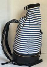 Load image into Gallery viewer, Want Les Essentiels Backpack Extra Large Blue Duffel Top Load EPPS Stripe Canvas Leather