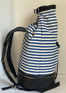 Want Les Essentiels Backpack Extra Large Blue Duffel Top Load EPPS Stripe Canvas Leather