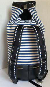 Want Les Essentiels Backpack Extra Large Blue Duffel Top Load EPPS Stripe Canvas Leather