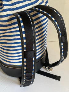 Want Les Essentiels Backpack Extra Large Blue Duffel Top Load EPPS Stripe Canvas Leather